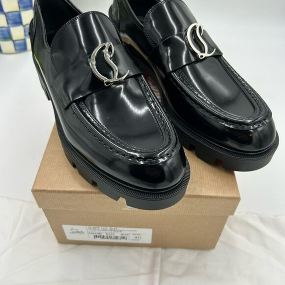 Women’s Christian Louboutin CL moc  lug, leather loafers - Picture 4 of 12